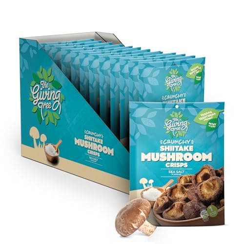 Image of The Giving Tree Vacuum Fried Mushroom Veggie Crisps I Vegan, Gluten Free Nutritional Crisps (Case of 12, Shitake Mushroom Sea Salt)