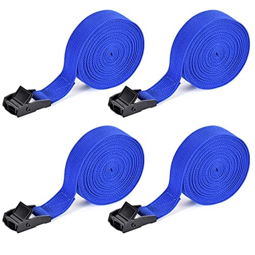 Image of Kshineni 4 Pcs Ratchet Tie Down Straps, 4m x 25mm Heavy Duty Lashing Strap Roof Rack Straps Tensioning Belts with Buckle for Trucks, Cargo, Motorcycle, Trailer, Luggage (Blue)