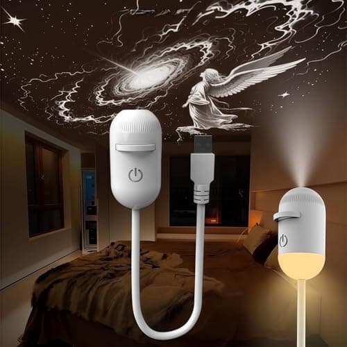 Image of 2-in-1 Galaxy Projector Night Light,360° Rotating Starry Sky Star Projector with Adjustable Brightness&Multiple Projection Films, USB Powered Ambient Lamp for Car and Bedroom Décor (5 PCS Film)