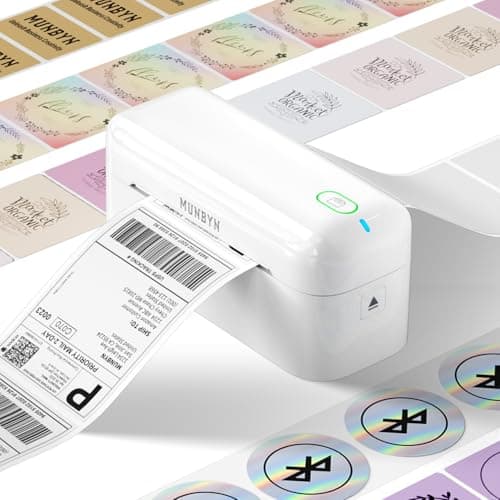 Image of MUNBYN Thermal Label Printer Bluetooth 402B, 2025 Technology Precise Prints, Compatible Amazon, Shopify, La Poste, Colissimo, Mondial Relay, Parcel Relay, White