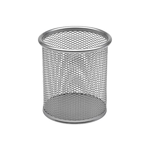 Image of Osco Wiremesh Pen Pot Pencil Holder Desk Organiser, Metal Mesh Pen Cup for Office Home School, Compact Desktop Storage for Pens Pencils Rulers Brushes, Silver