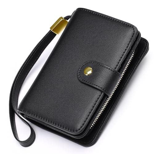 Image of GAEKEAO Ladies Leather Purse RFID Blocking Women's Wallet Bifold Ladies Credit Card Wallet with Zip Around Coins Section Real Leather Purse