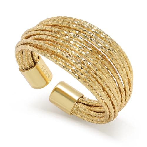Image of Meissa Gold Thumb Rings for Women Crossover Statement Ring Fashion Chunky Band Rings 925 Sterling Silver Stackable Gold Ring Set Wide Index Finger Ring Size Adjustable, Gold