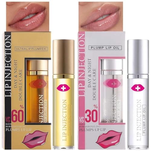 Image of 2PCS Lip Plumper Extreme & Hydrating Oil Set – Li/p Plumper for Older Women for Fuller, Moisturized Li/ps. Lip Plumping L/ip Gloss Reduces Lines, Boosts Volume (30% + 60%, 5ml)
