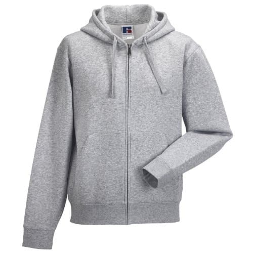 Image of Russell Mens Authentic Full Zip Hooded Sweatshirt / Hoodie (M) (Light Oxford)