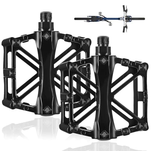 Image of 1 Pair Mountain Bike Pedals, MTB Pedals, Bicycle Cycling Bike Pedals, Bicycle Pedals, Anti-Slip Aluminum 9/16 inch Thread Bicycle Cycling Pedals Flat Pedals for Most Bicycles Road Bike, Black (black)