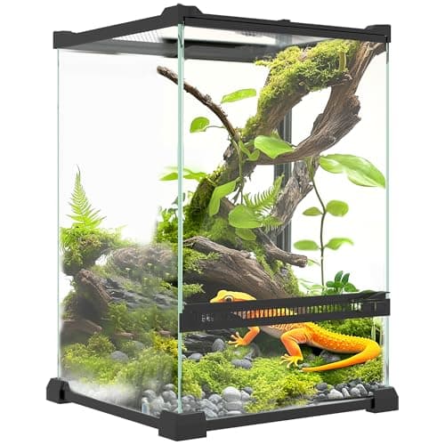 Image of PawHut Glass Reptile Terrarium, 12L Vivarium for Lizards, Frogs, Snakes, Turtles, Tortoises, with Ventilation, 20 x 20 x 30cm