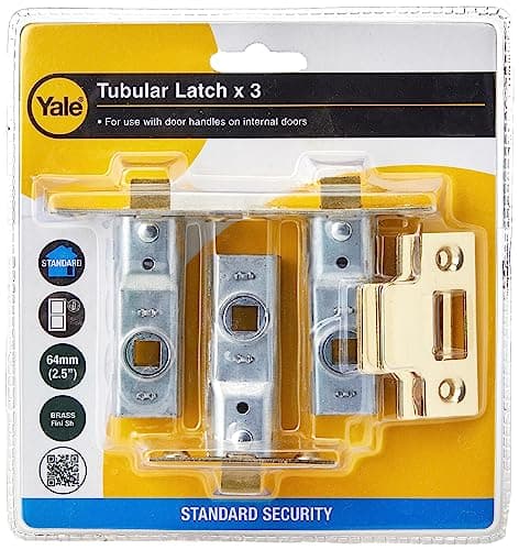 Image of Yale Tubular 3 x Mortice Latch, Where No Locking is Required, Polished Brass, 2.5 Inch/64 mm