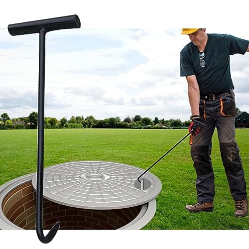 Image of Heavy Duty Stainless Steel T Hook - Manhole & Sewer Cover Lifting Tool, Drain Access Keys, Versatile Fishing Tackle & Spring Hook, 65cm (25 5/8") Length