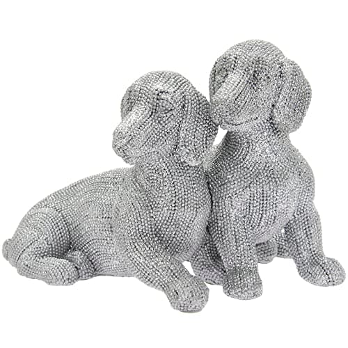 Image of Lesser & Pavey Twin Dachshund Silver Glitter British Designed Ornament | Home Decor Animal Ornaments For All Homes or Offices | Decorative Home Accessories For All Types of Homes