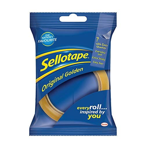 Image of Sellotape Original Golden Tape Roll Non-static Easy-tear Retail Pack 24mmx50m Ref 1443266 [Pack 8]
