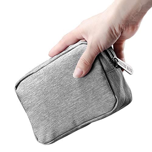 Image of DOB SECHS Waterproof Canvas Mini Travel Makeup Carrying Case Wash Bags Cosmetic Bag Portable Electronics Accessories Organizer Wash Gym Shaving Bag, Grey