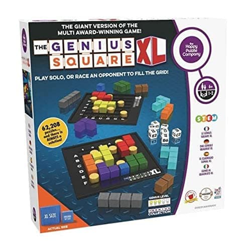 Image of The Happy Puzzle Company The Genius Square XL Game - Over 62,000 Puzzle Challenges for a Family Board Game Night - Logic STEM Educational Learning Resources - Adults & Kids Smart Games Ages 6+