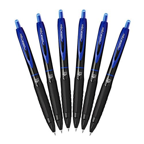 Image of Uni-Ball Signo 307 - Fine Retractable Rollerball Pen - 6 Pack - Blue - UMN-307