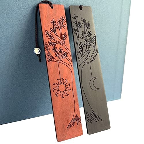 Image of 2 Pcs Bookmark,Cute Wooden Book Markers for Men Women, Unique Book Mark (Sun and Moon)