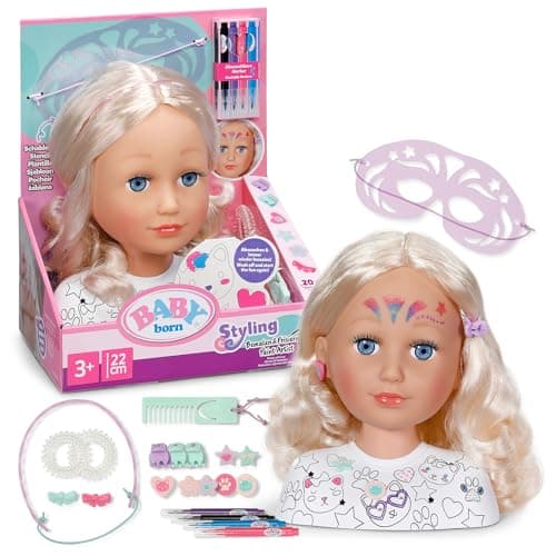 Image of BABY born styling head for styling & painting again and again with washable markers and over 20 accessories