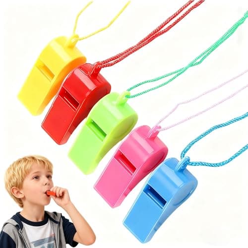 Image of YUEMING 5 x Plastic Wheeled Whistle Whistle Referee Child Trainer Whistle with Cord for Sports Basketball Football 12.2 x 2.2 cm Random Colour