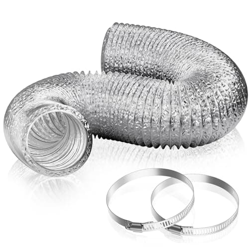 Image of HG Power 100mm Flexible Air Duct 5m, 4 Inch Insulated Aluminium Foil Ducting Hose with 2 Clamps, Heat Resistant Ventilation Pipe for Cooker Hood, Extractor Fan, Tumble Dryer, Air Conditioner, Silver