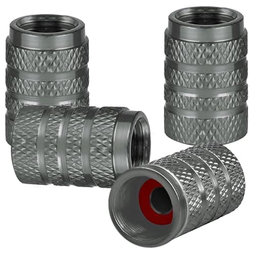Image of 4 Pcs Tyre Valve Caps Aluminium for VW Transporter (T6) Panel Van 2015-2019, Knurled Grip Wheel Stem Covers Airtight Dust Protection Car Accessories,gray