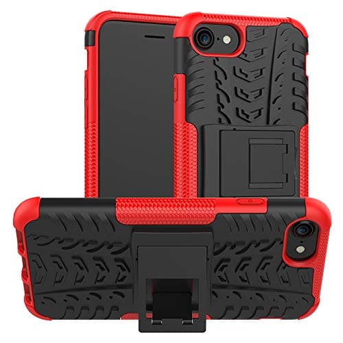 Image of iCatchy For iPhone SE 2020 Case,iPhone 8 Case,iPhone 7 Case Heavy Duty Hard Tough Dual Layer Hybrid Shockproof Cover compatible For iPhone SE 2020 Phone Case (Red)