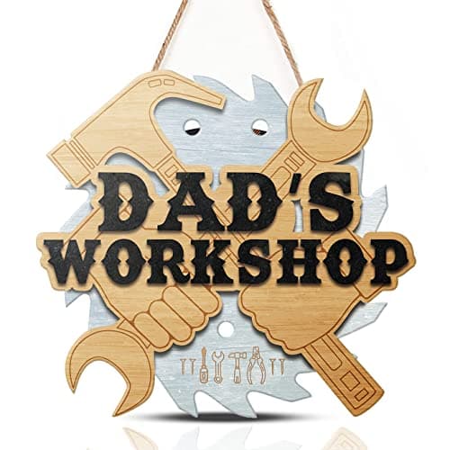 Image of TOARTi Dad’s Workshop Wood Sign for Father’s Day Gift,Vintage Garage Wall Hanging Plaque for Papa,Funny Home Repair Fix Wooden Decorations