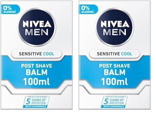 Image of NIVEA MEN Sensitive Cooling Post Shave Balm with Zero Percent Alcohol (100 ml) After Shave Balm for Men, Men's Skin Care and Shaving Essentials (Pack of 2)