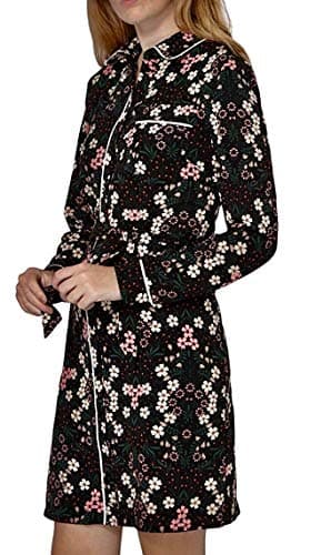 Image of Dorothy Perkin Ladies Floral Print Belted Long Sleeve Shirt Dress, Black (6)