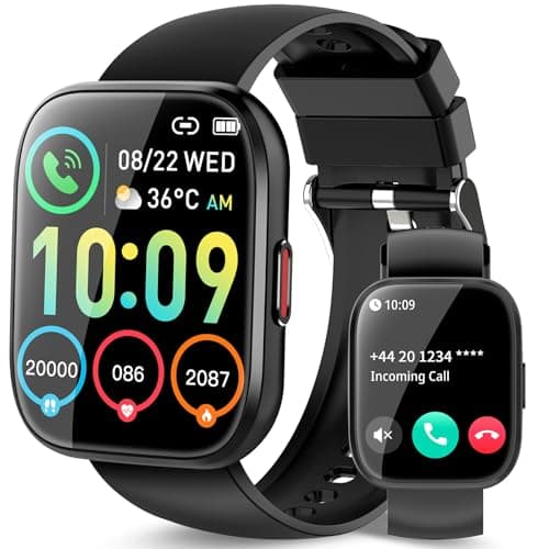 Image of PEFUPEW Smart Watch for Men Women with Answer/Make Call, Smartwatch Fitness 1.85" Screen, Fitness Tracker 112 Modes Heart Rate/Sleep/Steps Monitor, IP68 Waterproof Activity Tracker, Black