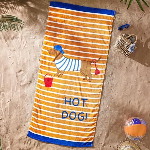 Image of Catherine Lansfield Hot Dog 76x160cm Cotton Beach Towel Orange