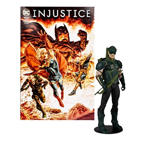 Image of McFarlane Toys - 7-Inch Green Arrow Figure – DC Multiverse Figures – Batman Toys – Collectable Batman Comic Inside – 22 Moving Parts – Collectable Art Card Included