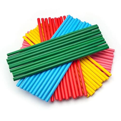 Image of Set of 50 Round Coloured Bamboo Sticks Diameter 5 mm – 5 Colours – Bamboo Sticks for Crafts, DIY, Modeling and Creative Projects, Ideal for Crafts and DIY (15 cm)