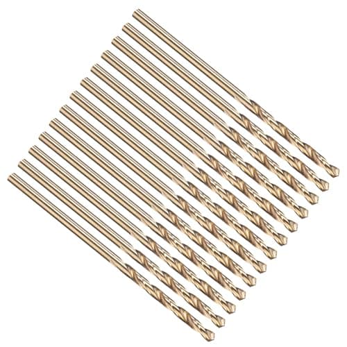 Image of PATIKIL 1.6mm Drill Bit 1/16", M35 Cobalt 5% High-Speed Steel Jobber Straight Shank 135° Gold Finish for Stainless Steel Hard Metal - 13 Pack