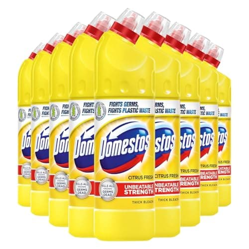 Image of Domestos Thick Bleach Citrus Fresh Multi-Purpose Disinfectant Anti-Bacterial Surface Cleaner Gel Limescale Remover for Toilet, Bathroom and Kitchen, 750ml (Buy 9)