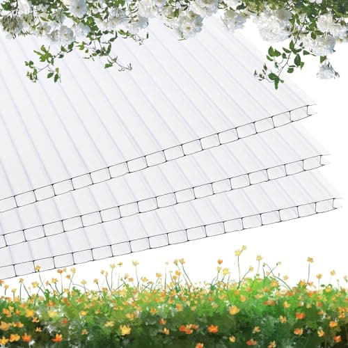 Image of Britshield 4mm Clear Polycarbonate Multiwall Sheets, 610 x 610 mm Greenhouse & Roofing Panels - Pack of 2