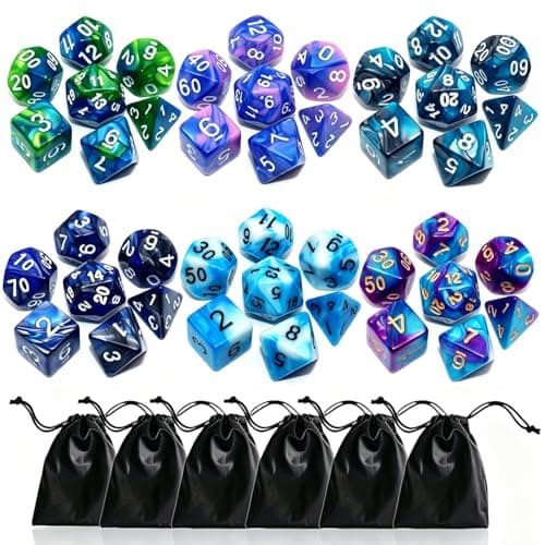 Image of Polyhedral DND Dice Set-6 Pack Double-Colors Dice Sets Compatible with Dungeons and Dragons D&D Role Playing Game RPG MTG Games Dice with D4 D6 D8 D10 D% D12 D20 (6 Colors Set)