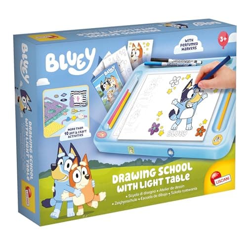 Image of Lisciani - BLUEY Drawing School - Educational Drawing Kit for Children from 3 Years - A4 Light Table - Scented Felt Pens - Stencils, Stickers & Scissors - Manual and Creative Activity