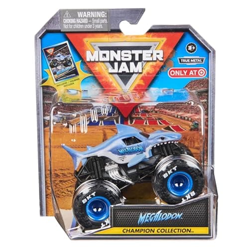 Image of Monster Jam Stadium Series Championship Collection Monster Truck - 1:64 Scale, Comes with Collectible Trading Card (Megalodon)