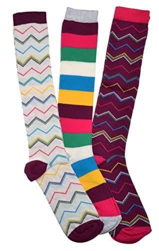 Image of 3 Pairs of Stripey Ladies Long Socks - Knee High Boot socks