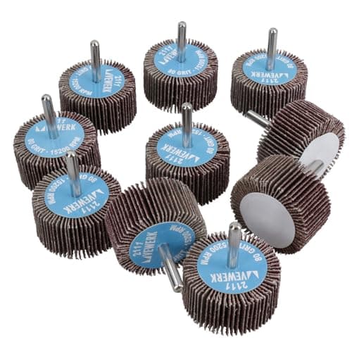 Image of 80 Grit 50mm Flap Wheel Disc Abrasive Sanding Pads for Drills 6mm Shank 10pc