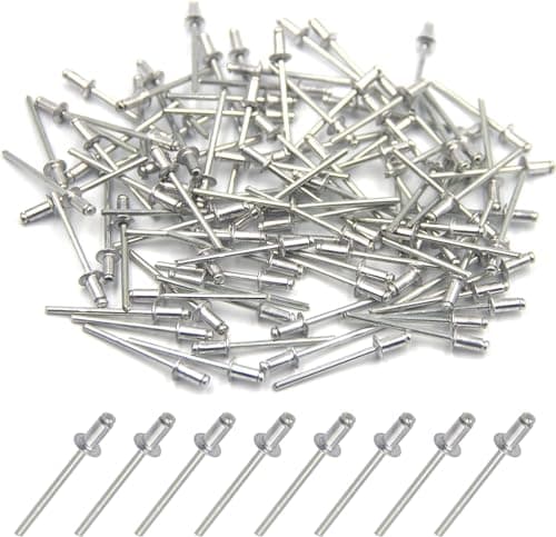 Image of BESTYCHAO 100pcs Aluminium Blind Rivet 4mm x 8mm, Open End Rivet Pop Rivet, Pack of 100 (Silver)