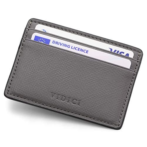 Image of Vidici Saffiano Vegan Leather Credit Card Holder Wallet in Grey