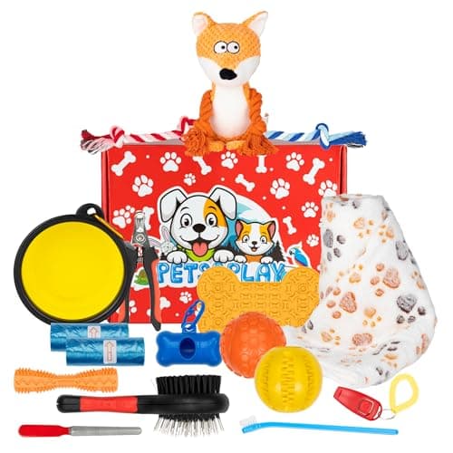 Image of Pets & Play Puppy Starter Kit | All in One - Quality Health, Play, Grooming & Travel Items for New Puppy Owners | 17 Essentials Pet Bundle Box | Perfect Starter Gift For New Owners | Puppies Dogs | UK