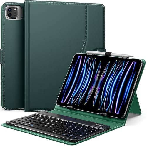 Image of MoKo Universal Tablet Case with QWERTY Keyboard for 9",9.7",10.1",10.2",10.4",10.5",10.9",11" Tablet, with Removable Wireless Bluetooth Keyboard&Pen Holder for iPad Samsung Fire Pixel, Midnight Green