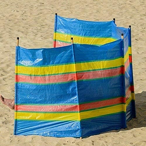 Image of Bargains Hut 4 5 6 8 10 Pole Windbreak Wooden Windbreaker Beach Camping Caravan Holiday Sun Screen Shelter Tall Wind Break (4 Poles (4ft High x 7ft Long))