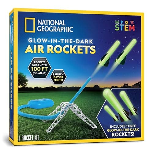Image of NATIONAL GEOGRAPHIC Air Rocket Launcher Toy - Launch Glow in the Dark Rockets up to 30 Meters, Outdoor Toys, Glow in the Dark Toys for Kids 8-12