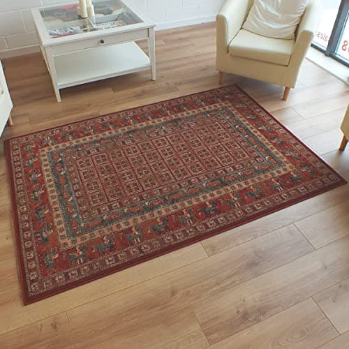 Image of Kashqai Brick Red/Terracotta Rug 4301-300 100% Wool Yarn Traditional Tribal Design 2.0m x 3.0m (6'6 x 9'9 approx)