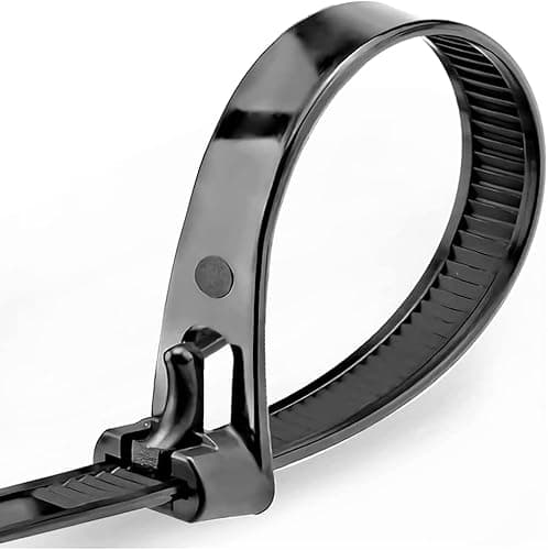 Image of Oksdown 100 Pack Reusable Cable Ties Black 200mm×7.6mm Heavy Duty Strong Nylon Large Zip Ties 8 inch Releasable Plastic Thick Tie Wraps