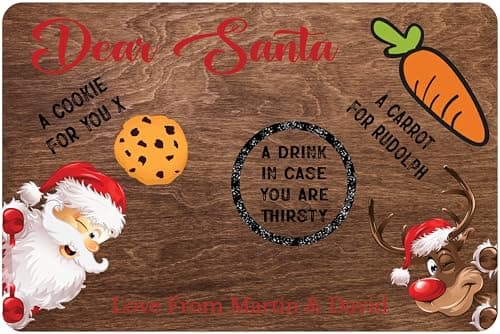 Image of 1stclassgifts Personalised Christmas Eve Plate/Tray/Board Dear Santa Xmas Kids Children's Treat Selection of Colours Available (UV Printed) (Dark Wood)