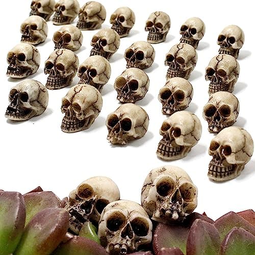 Image of YumSur 20Pcs Mini Skulls Decor, Small Mini Resin Realistic Skull Toys, Skull Figurine Prank Prop Decoration Party Decorations ，Realistic Skeleton Halloween PropsDIY Accessories Garden Pot Ornaments