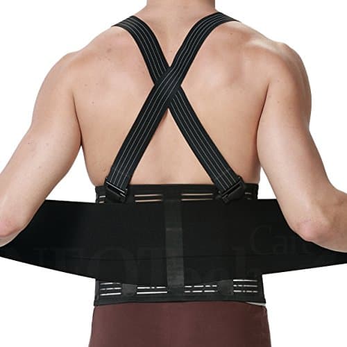 Image of Neotech Care Back Support Belt with Braces for Work - Industrial Lifting Support, Elastic Compression, Hook & Loop Fastening (Black, Size XXL)